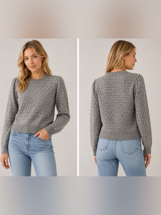 Ann Taylor Sweaters - Ann Taylor Gray Dotted Jacquard Sweater – Size Medium